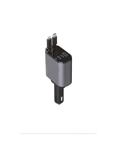 100w Süper Hızlı Araç Şarj Cihazı Çift Type-c & Lightning Kablo, Dijital Göstergeli, 80cm Kablo