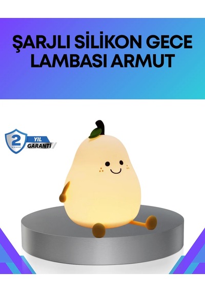 Modern Armut Gece Lambası Kablosuz Şarjlı Led Aydınlatma Sarımsı Beyaz