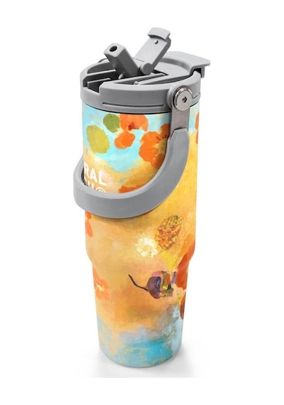 Coral High Çicek Desenli Pipetli Ve Direkt İçim Çelik Termos 900 Ml 38739 Çok Renkli