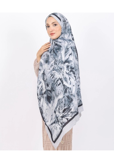 Luissa Bambu Kraş Şal Pastel Desen Siyah Gri