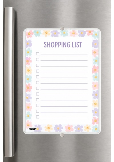 Alışveriş Listesi - A5 - Mıknatıslı - Pvc - Buzdolabı Notluk & Masaüstü - Yaz Sil - Planlayıcı - 4409 Çok Renkli