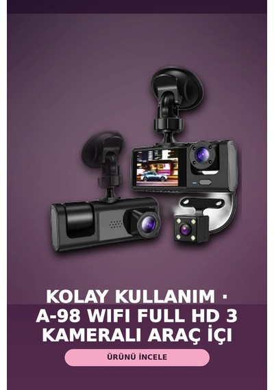 1080p Full Hd 3 Kameralı Wi-fi Bağlantılı Araç İçi Kayıt Cihazı Ve Park Kamerası Seti