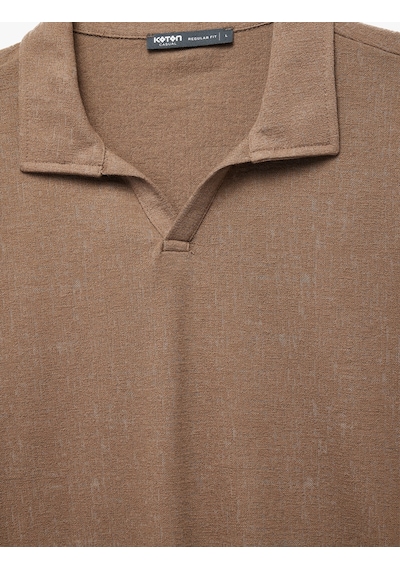 Koton Pamuklu Regular Fit V Polo Yaka Kısa Kollu Tişört Kahverengi 5sam10024mk Kahve
