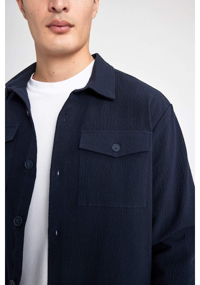 DeFacto Regular Fit Polo Yaka Gofre Dokulu Gömlek Ceket B6682AX24SPNV106