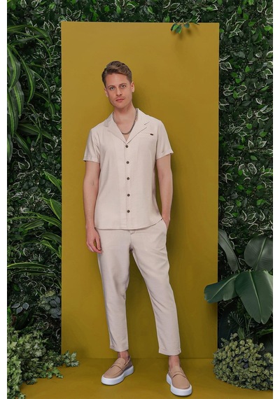Efor G 1549 Slim Fit Bej Klasik Gömlek Bej