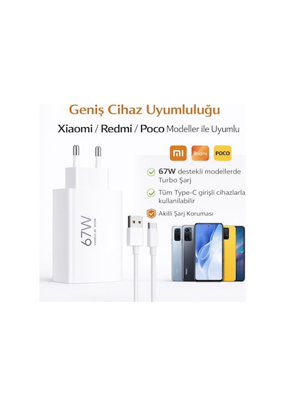Xiaomi Redmi Note 11 Pro 67w Turbo Hızlı Şarj Seti Adaptör + Type-c Kablo A