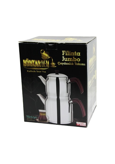 Jumbo Çelik Çaydanlık Seti 2l+4l Çift Kapaklı Kendinden Süzgeçli Sarı