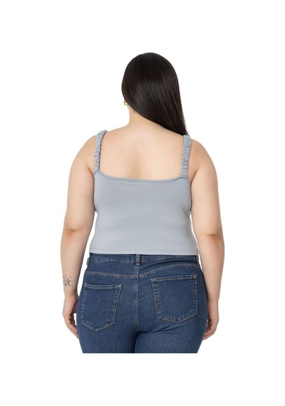 Disentis Büyük Beden Askıları Büzgülü Drapeli Crop Gri Body-gri Gri