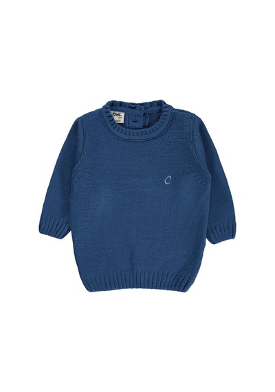 Civil Baby C Nakışlı Düz 6-18 Ay Kazak Mavi