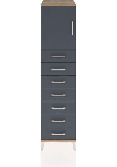 Hyperion Dolap Tek Raflı 7 Çekmeceli Tek Kapaklı 44x44x182 Çam-antrasit Atlas Çam