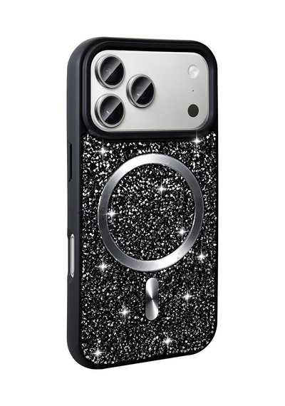 Apple Uyumlu iPad iPhone 17 Pro Max Kılıf Pırlanta Tasarımlı M-safe Şarj Özellikli Zore Mozaik Silikon Kapak Çok Renkli