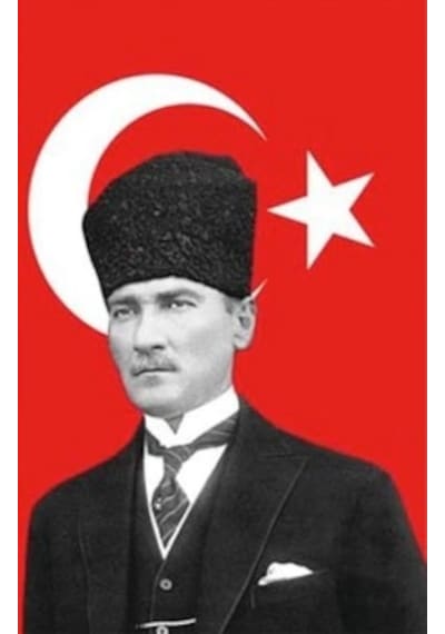 Atatürk Resimli Türk Bayrağı