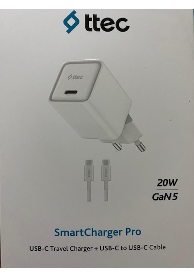 2tc20cb Ttec Smartcharger 20w Pd Gan Seyahat Hızlışarj Aleti+usb-c-usb-c 3a 120cm60w Hızlışarj Kablo
