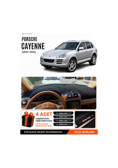 Porsche Cayenne 2002-2010 Uyumlu Torpido Örtüsü, Torpido Kılıfı - Siyah-mavi - Po001
