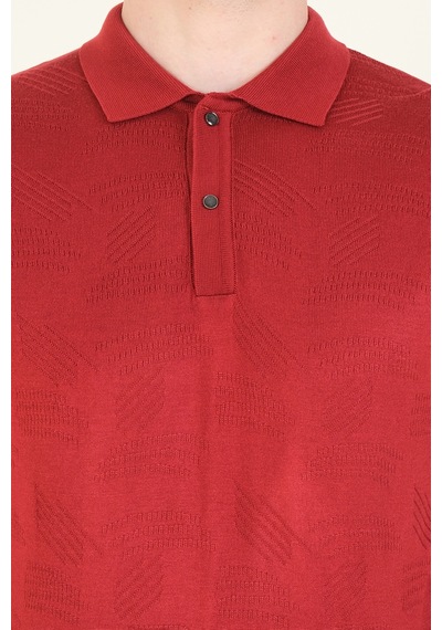 Giyim Dünyası Erkek Çıtçıtlı Desenli Polo Yaka Merserize T-shirt Bordo 001