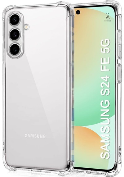 Samsung Galaxy S24 Fe Uyumlu Köşe Dolgulu Anti Şok Telefon Kılıfı Ve 5d Kırılmaz Cam Ekran Koruyucu Şeffaf