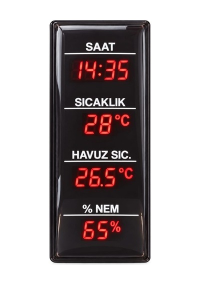 Sanec Nemli Ortam Dijital Saat, Saat, Sıcaklık Ve Nem - Mavi, Beyaz Ve Kırmızı Işık Kasa Ölçüsü: 30x60cm
