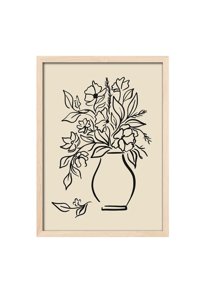 Vase Ahşap Çerçeveli Poster, Dekoratif Sanatsal Duvar Tablosu