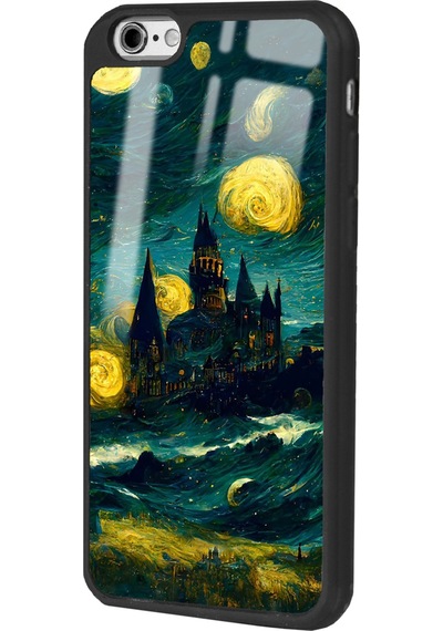 Apple Uyumlu iPhone 6 Plus Van Gogh Tasarımlı Glossy Telefon Kılıfı Siyah