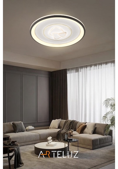 Üçgen Model Modern Plafonyer Avize 50 Cm, 3 Renk Işık Siyah