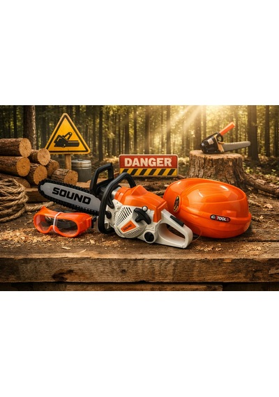 Baretli Ve Gözlüklü Sesli Hızar Seti Oyuncak Power Saw Set
