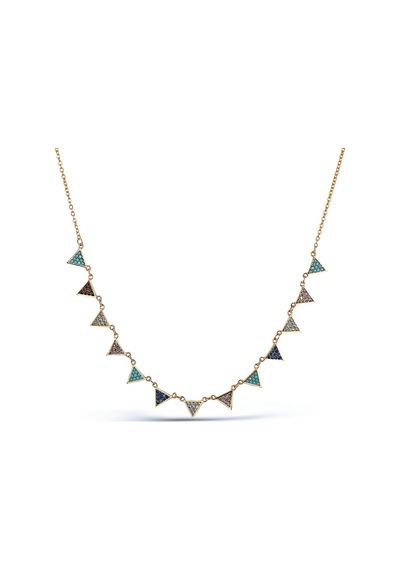 Kuyumcudukkani Multicolour Üçgen Parçalı Kolye-37117-r-m Rose Gold