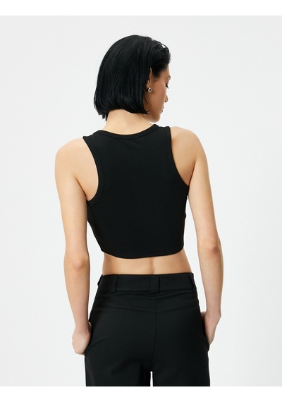 Koton Crop Atlet Ribanalı Bisiklet Yaka Siyah 4sak10011ek 4SAK10011EK999 Siyah