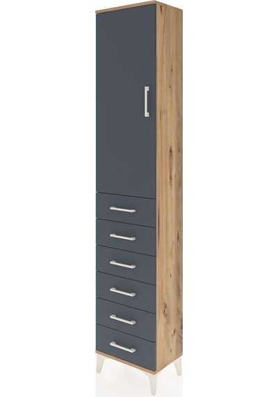 Arges Dolap 3 Raflı 6 Çekmeceli Tek Kapaklı 44x30x221 Çam-ant... Çam