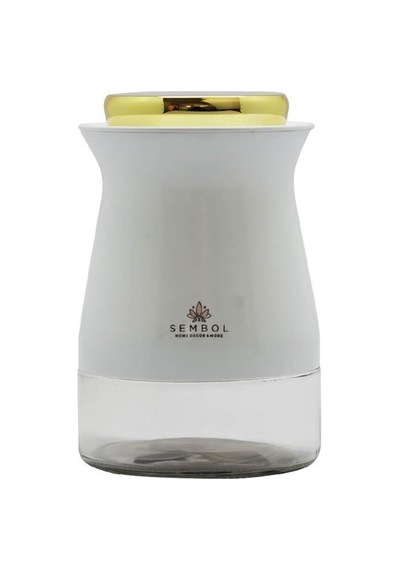 Sembol Silindir 16 Cm Kavanoz White-Gold Kıtchenart-90