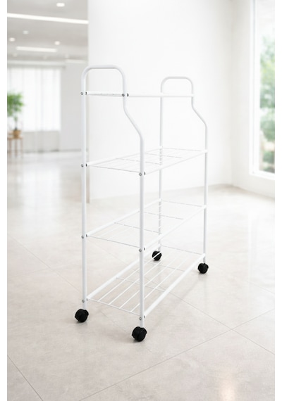 Modern Beyaz 4 Katlı Tekerlekli Metal Çiçeklik Standı: Çok Amaçlı Mutfak,kitaplık&dekoratif Lüks Stand