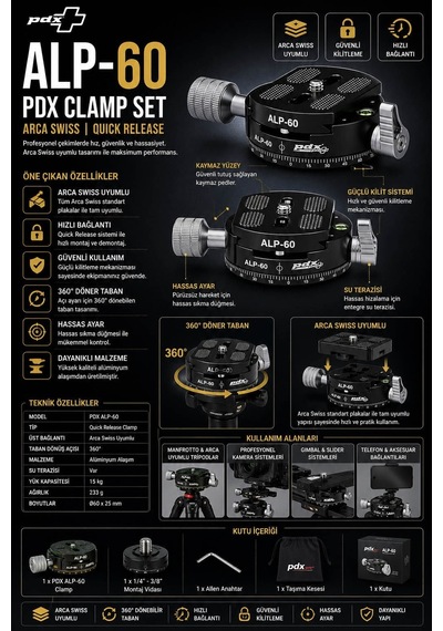Pdx Clamp Set Alp 60 Arca Swiss Quick Release