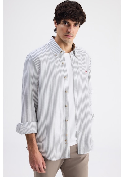 D'S Damat Ds Damat Comfort Haki Çizgili Gömlek 6hc02g816304m Çok Renkli