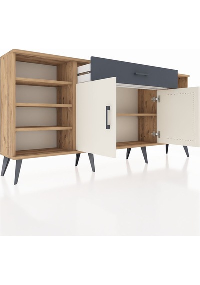 Arges Konsol 7 Raflı Tek Çekmeceli 2 Kapaklı 176x30x83 Çam-aytaşı/antrasit Aytaşı/antrasit Arges Konsol 7 Raflı Tek Çekmeceli 2 Kapaklı 176x30x83 Çam-aytaşı/antrasit Aytaşı/antrasit