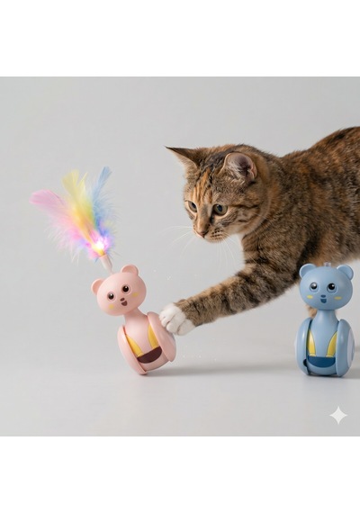 Bakgelal Mekanik Hacı Yatmaz Kedi Oyuncağı Tüylü Hareketli Salyangoz Kedi Eğlence Oyuncağı - 9069335836297