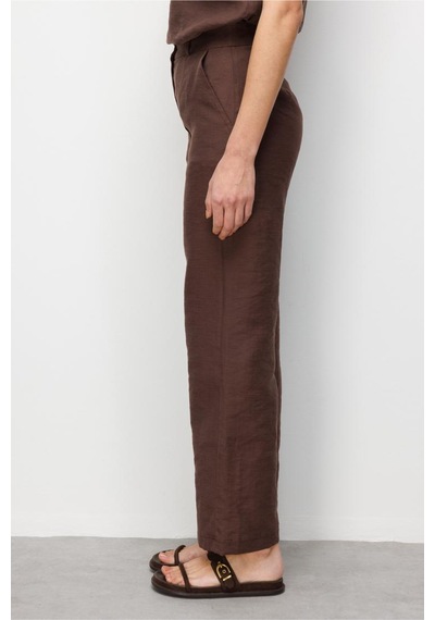 Mizalle Geniş Paça Kahverengi Basic Pantolon Kahverengi