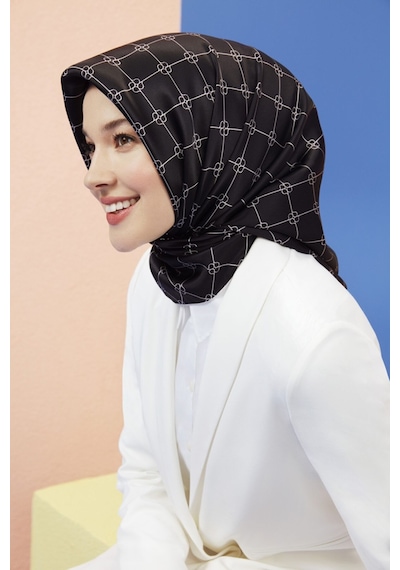 Armine Dj Saf İpek Eşarp 8555d T Nostalji Twill -14 Siyah Beyaz