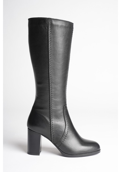 Analin Shoes Kadın Hakiki Deri Topuklu Çizme Siyah