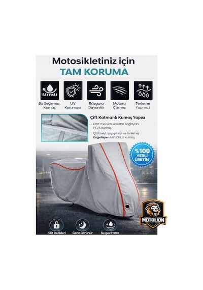 Rks Fort 250 Topcase Uyumlu Gri-kırmızı Dikiş.kilitli Motor Brandası.