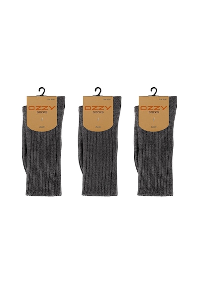 Ozzy Socks 3 Lü Kışlık Kadın Yünlü Uyku Çorabı Soft Touch Antrasit Renk Isı Tutucu Çorap Antrasit