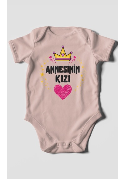 Morivokids Annesinin Kızı Kısa Kollu Bebek Body %100 Pamuk Pastel Pembe