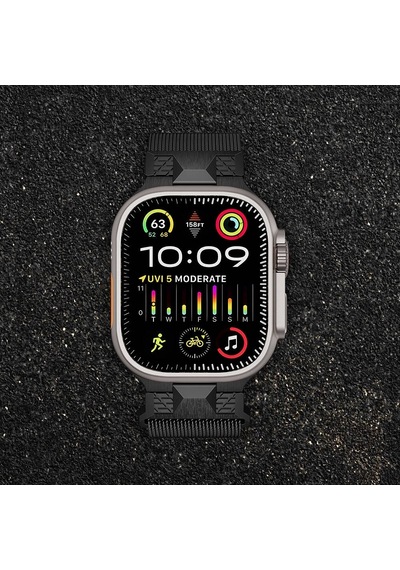 Apple Uyumlu  Watch  Ultra Uktra 2 49mm Redclick Krd-107 Metal Hasır Kordon