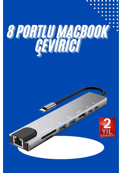Zenvia Usb Type-c Hub Dönüştürücü Çevirici Çoklayıcı Macbook Uyumlu Çevirici 8 Portlu Znv2026