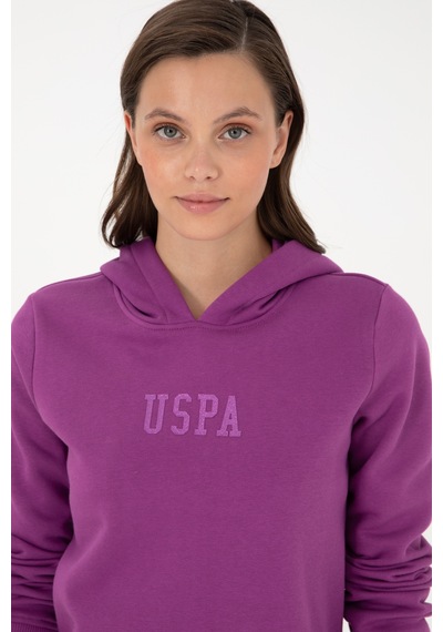 U.S. Polo Assn. Kadın Menekşe Basic Kapüşonlu Sweatshirt 50289536-VR037