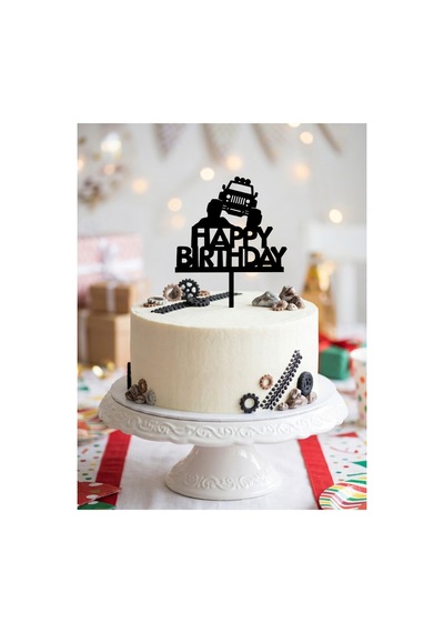 Doğum Günü Pasta Süsü Dağ Jeep Jip Temalı Happybirtday 12x15 Ölçülerinde Tüm Yaşlar
