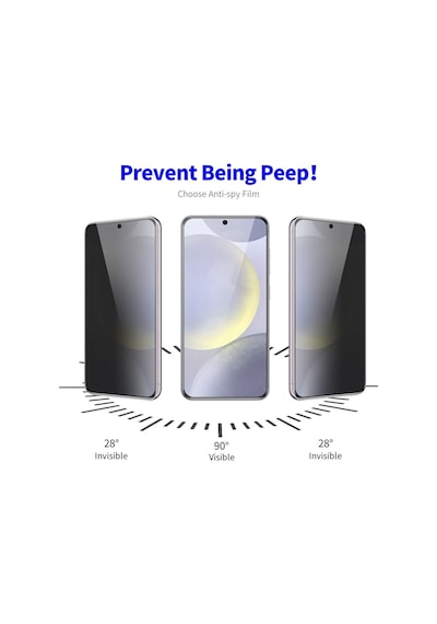 Samsung Galaxy S24 Fe İle Uyumlu Hayalet Privacy Gizlilik Filtreli Tam Kaplayan Cam Ekran Koruyucu