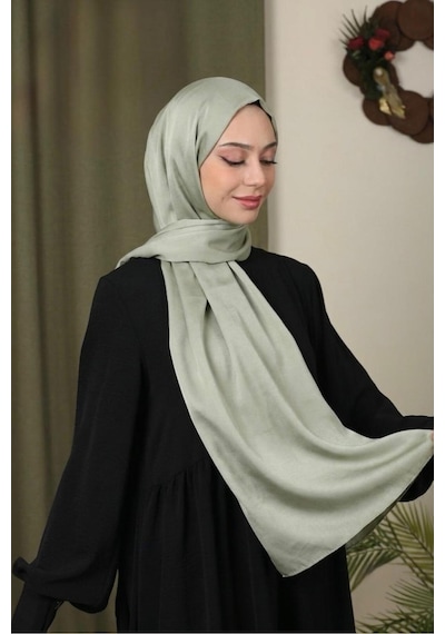 Flora Tekstil Abiye Parlak Bambu İpek Şal Mint Yeşil