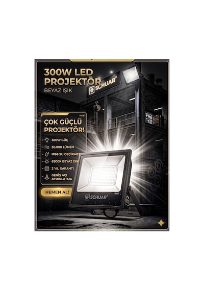 300w Led Projektör Beyaz Işık,yüksek Lümen, Bahçe Aydınlatma,sokak Aydınlatma Ip65,güçlü Saha Ve Bahçe Aydınlatması