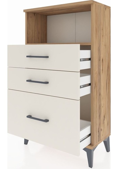 Arges Komodin Tek Raflı 3 Çekmeceli 60x30x106 Çam-aytaşı Atlas Çam