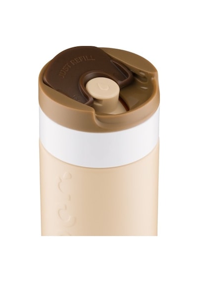 Dopper Travel Mug Yalıtımlı Termos Bardak 300 Ml - Toprak Kahvesi Açık Kahve / Beyaz