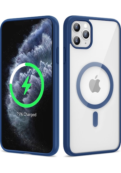 Zeyline Apple Uyumlu iPhone 11 Pro Max Magsafe Wireless Şarj Özellikli Silikon Zore Ege Kapak-mavi